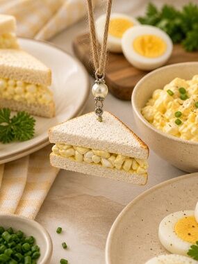 Egg Salad Sandwich Ornament | Handmade Lunch Food Kitchen Decor, Mini Sandwich